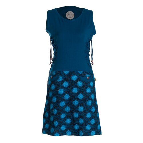 Vishes - Damen Sommerkleid armlos-es Blumen-Kleid Tunika-Kleid T-Shirtkleid türkis 36