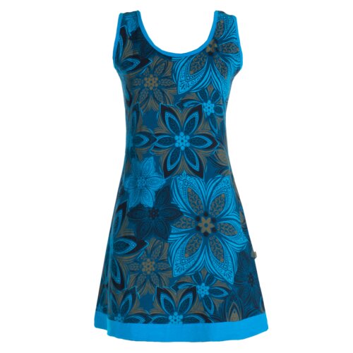 vishes Kleid Sommer Blumenkleid Minikleid mit Taschen türkis 42