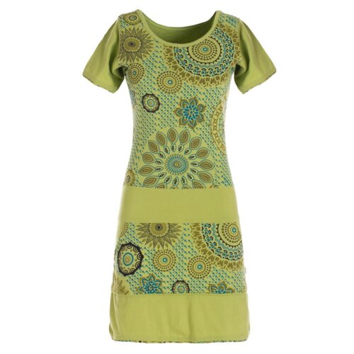 Vishes - Kurzarm Damen Sommerkleid Mini-Kleid Tunika-Kleid T-Shirtkleid hellgrün 34