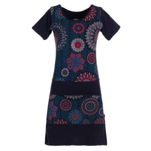 Vishes - Kurzarm Damen Sommerkleid Mini-Kleid Tunika-Kleid T-Shirtkleid schwarz 44