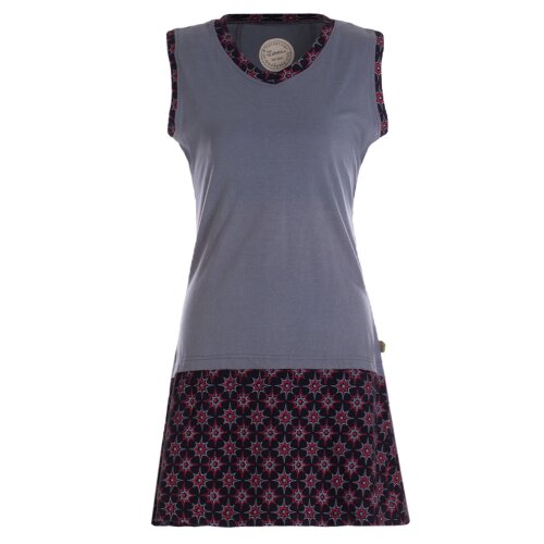 Vishes - Damen Sommerkleid Armlos Sternchen-Kleid Tunika-Kleid T-Shirtkleid grau 36