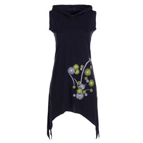 Vishes - Armloses Damen Zipfel-Tunika Elfen-Kleid Zipfelkapuze Zipfelkleid schwarz 44