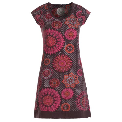 Vishes - Alternative Bekleidung - kurzarm Damen Sommer-Kleid Longshirt-Kleid Mini-Kleid Tunika-Kleid braun 44