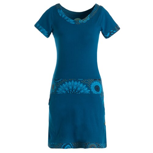Vishes - Damen Sommerkleid Kurzarm Jersey-Kleid Tunika-Kleid T-Shirtkleid türkis 32