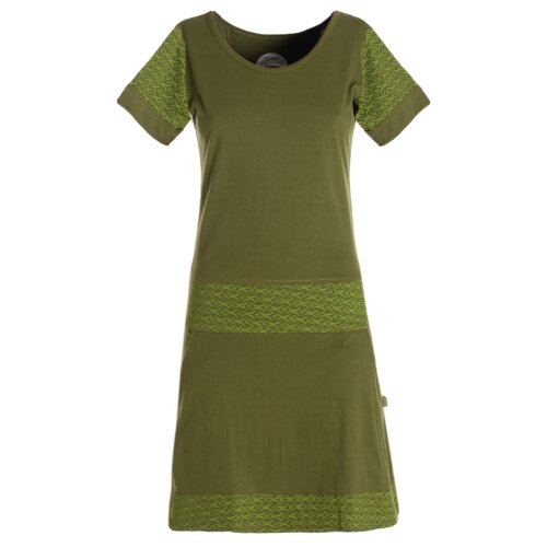Vishes - Damen Longshirt Kleid kurzarm Mini-Kleid Sommer-Kleid T-Shirtkleid olive 38