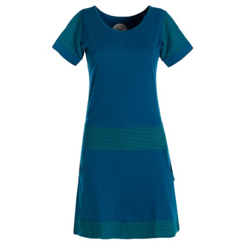 Vishes - Damen Longshirt Kleid kurzarm Mini-Kleid Sommer-Kleid T-Shirtkleid türkis 38