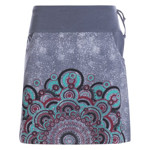 Vishes - Kurzer Damen Baumwoll-Rock Taschen-Rock Mini-Röcke großes Mandala grau 46