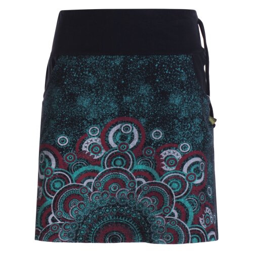 Vishes - Kurzer Damen Baumwoll-Rock Taschen-Rock Mini-Röcke großes Mandala schwarz 40