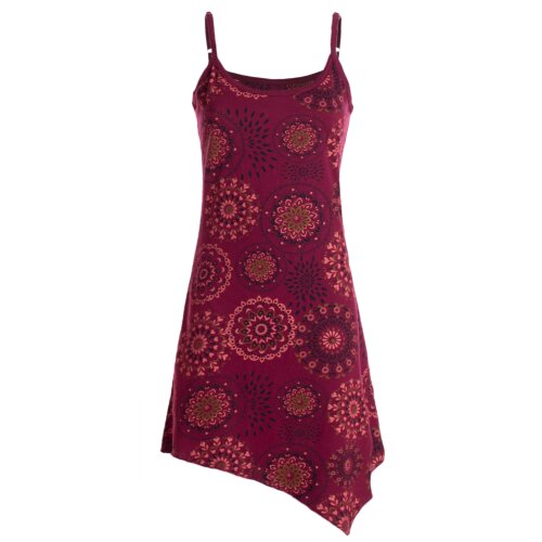 Vishes - Damen Sommer-Kleider Spagettiträger-Kleid Zipfel-Kleid Mini-Kleid dunkelrot 38-40