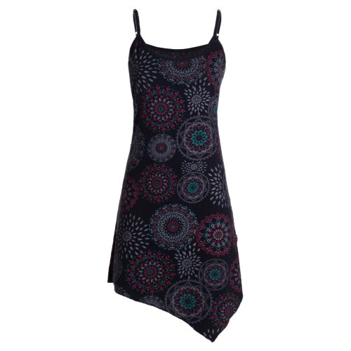 Vishes - Damen Sommer-Kleider Spagettiträger-Kleid Zipfel-Kleid Mini-Kleid schwarz 34