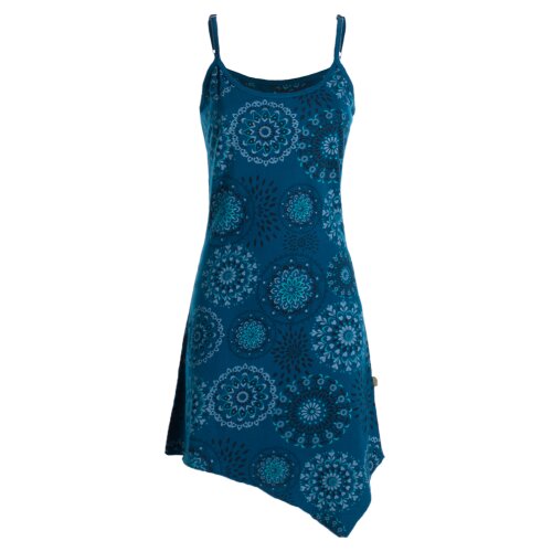 Vishes - Damen Sommer-Kleider Spagettiträger-Kleid Zipfel-Kleid Mini-Kleid türkis 38-40