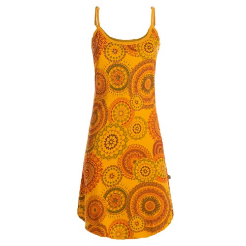 Vishes - Damen Sommer-Kleider Jersey-Kleid Mini-Kleid Spagettiträger-Kleid gelb 40