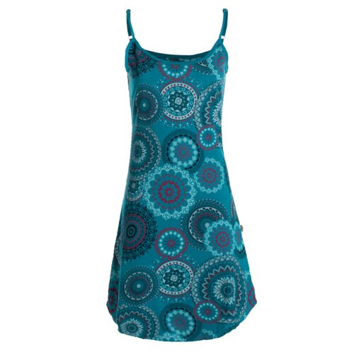 Vishes - Damen Sommer-Kleider Jersey-Kleid Mini-Kleid Spagettiträger-Kleid türkis 38