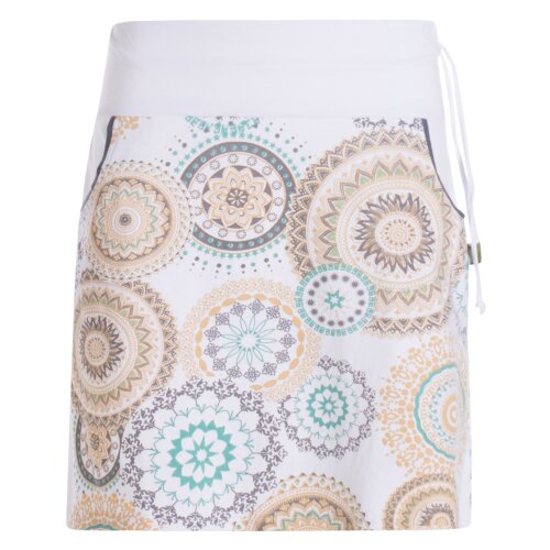 Vishes - Kurzer Damen Baumwoll-Rock Taschen-Rock Mini-Röcke Mandala weiß-32-34
