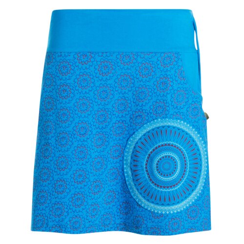 Vishes - Kurzer Damen Baumwoll-Rock Taschen-Rock Mini-Röcke Blümchen Mandala blau 42