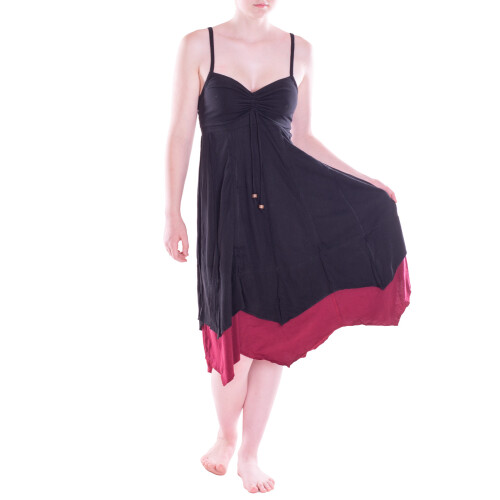 vishes verstellbares Kleid Trägerkleid schwarz-dunkelrot 44