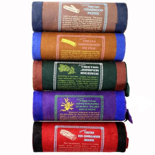 30 Räucherstäbchen Himalaya Tibet Nepal Stäbchenhalter 5er Set I Aromatisches Holz & Harz