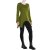 Vishes - Einfarbige Baumwoll Zipfel-Tunika Damen Langarm Herbst Asymmetrisch olive 34