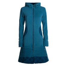 Vishes - Damen Kapuzenjacke lang Fleece Hippiemantel...