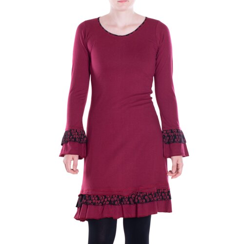 vishes Kleid Hippie Kleid Boho dunkelrot 48