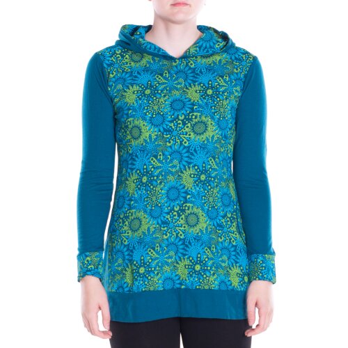 vishes Tunika Pullover Kapuze Hippie Hoodie türkis 36