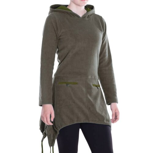 Vishes - Extra warmes Damen Winterkleid Pullover-Kleid Sweatkleid Eco-Fleece olive 36