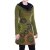 Vishes - Damen Mandala-Kleid Schal-Kragen Langarm-Shirtkleid Baumwollkleid olive 46