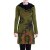 Vishes - Damen Mandala-Kleid Schal-Kragen Langarm-Shirtkleid Baumwollkleid olive 46