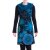 Vishes - Damen Mandala-Kleid Schal-Kragen Langarm-Shirtkleid Baumwollkleid schwarz 44