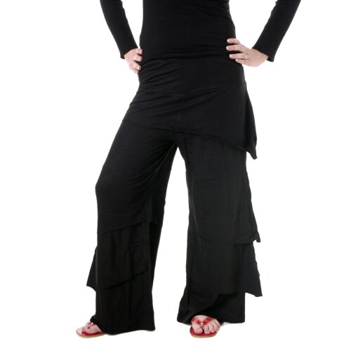 Vishes Lagenlook Zipfelhose aus Baumwolle Larp Hose Goa schwarz 44
