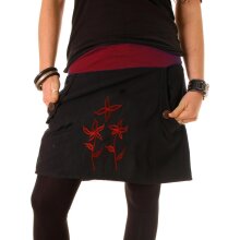 Vishes - Baumwollrock mit Blumen Stickerei Taschen...