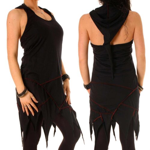 Vishes Zipfelkleid Neckholder Sommerkleid Hoodie Elfenkleid Schwarz 40