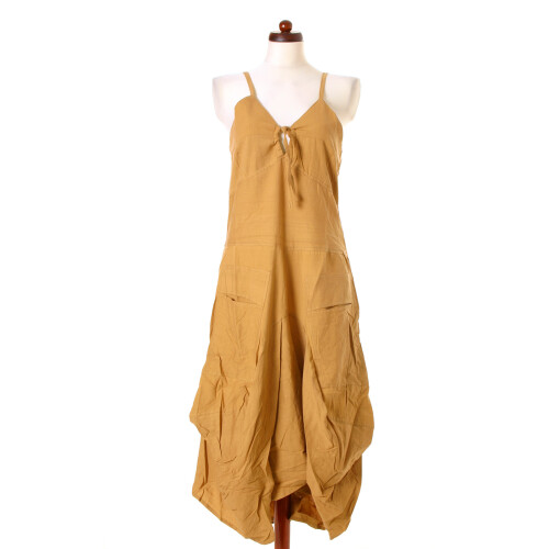 Vishes Lagenlook Ballonkleid mit verstellbaren Trägern sand 34-36