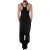 Vishes Legere Damen Latzhose Haremshose Sommerhose Overall Baumwolle schwarz2 36-38