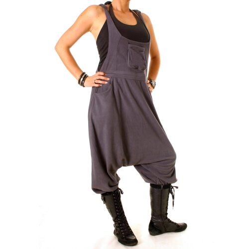 Vishes Warme Damen Fleece Thermo Latzhose Haremshose grau 38/40