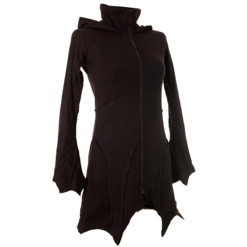 Vishes Patchwork Jacke FLeece Zipfelkapuze Hoodie schwarz 44