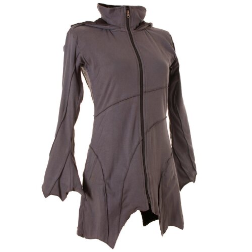 Vishes Patchwork Jacke FLeece Zipfelkapuze Hoodie grau 38