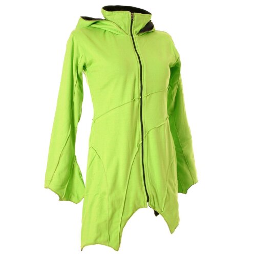 Vishes Patchwork Jacke FLeece Zipfelkapuze Hoodie gelbgrün 40