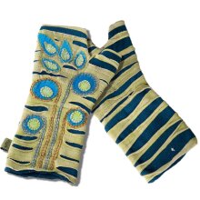 Vishes - Bestickte Damen Handschuhe Stulpen mit Daumen...