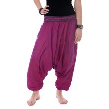 Vishes Baumwoll Haremshose mit gestreiftem Bund Blaurosa