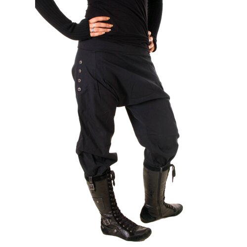 Vishes Damen Pumphose Baumwollhose Taschen dekorative geschnitzte Knöpfe