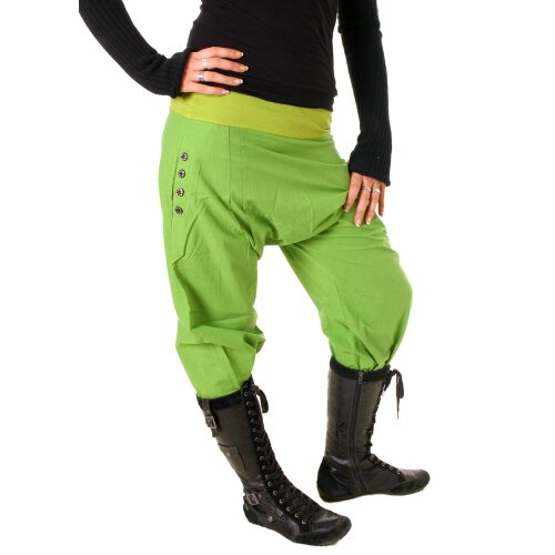 Vishes Damen Pumphose Baumwollhose Taschen dekorative geschnitzte Knöpfe Hellgrün 46