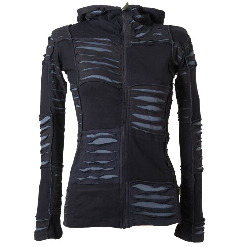 Vishes Goa Jacke Hoodie Zipfelkapuze Sweatjacke schwarz-grau 42