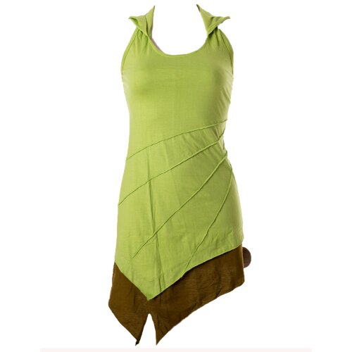 Vishes Mini Kleid Goa Neckholder Kleid zweifarbig Zipfelkleid grün 42/44